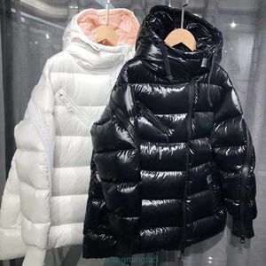 Hxik Piumino da Donna Parka m Giacca da Donna Corta 2021 Inverno Addensato Cerniera Diagonale Sciolto Piuma d'oca Mantello Cappotto con cappuccio