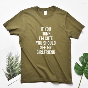 Men's T Shirts Plus Size Men Basic Huikoo O Neck Short Sleeve Funny Letter Cotton Graphic Tops If You Think I'm Cute