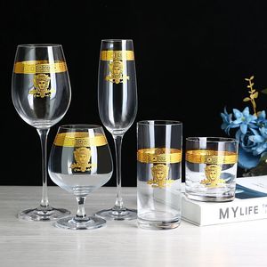 Mugs Nordic Gold Edge Crystal Goblet vinglas Lys Luxury Clear Champagne Brandy Whisky Cup Wedding Party Drinkware Barware 231130