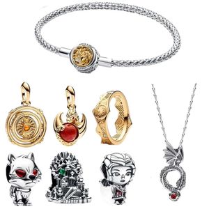 Charme Pulseiras 2023 Halloween Novo Designer para Mulheres Jóias DIY Fit S Pulseira Brinco Anel de Ouro Jogo Dragões Colar De Vidro Moda Festa