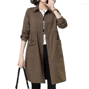 Women's Trench Coats 2023 Spring And Autumn Solid Color Windbreaker Mid-Length Fashion All-Match Thin Coat Female Black