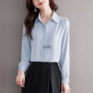 Women's Blouses Shirts 2023 Fashion Simple Hidden Buttons Women Vintage Korrean OL Style Lady Work Wear Elegant Topsyolq