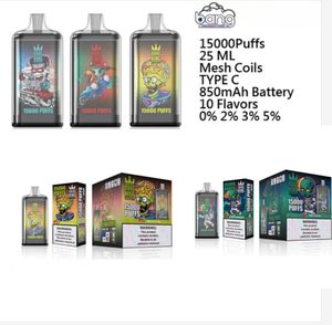 Bang Box Puff 15000 Vaper 15000 Puffs 12K Puffs Disponible Vape Authentic Elf Box Vapers Mesh Coil Rechargeble Electronic Cigaretter 0% 2% 3% 5% 10 Flavors Pen System