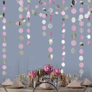 Party Decoration 4M Glitter Silver Pink Round Paper Banner First Happy Birthday Adult Kids Boy Girl Baby My 1st One Year Decor