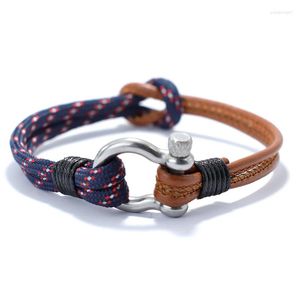 Charm armband hiphop män armband justerbar utomhus överlevnad paracord bracklet pojkvän gåva man läder braslet avtagbar surf