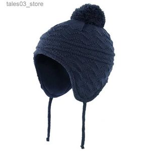 Czapki czapki/czaszki Connectyle Toddler Infant Boys Girls Winter Skull Cap polarowa polarowa dzianinowa kapelusz dla dzieci z czapkami z earflap z pom -p Q231130