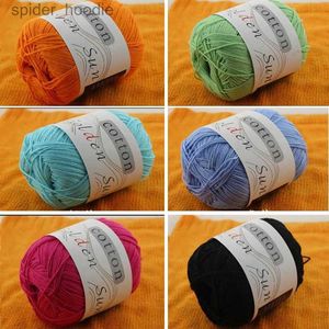 糸2x50pcs 100％綿の糸を編み物とかぎ針編みのためのベビーブラックセーターハットブランケットスカーフ縫いソフト8ストランドスレッドスキンフレンドリーL231130