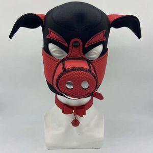 Massage products Bdsm Bondage Kit of 3D Mould Neoprene Fetish Full Face Black Red Pig Hood Mask for Couple Traction Flirt Sexyy Erotic Accessories