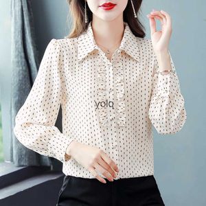 Bluzki damskie koszule długotropiewane DOT Lady Fashion Woman 2023 Casual Female Prosty Reguły Tops Cloingyolq