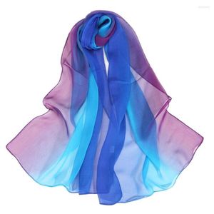 Halsdukar crepe georgette halsduk gradvis färgförändring 160 50 cm sommar mode foulard mjuk satin sjal kerchief huvud/hår