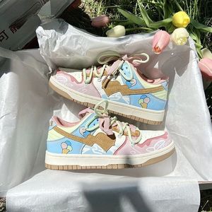 Slippare Shanpa Colorful Ice Cream Print Shoes For Women Winter Casual All Match Student Sneakers vackra Zapatillas Mujer 231130