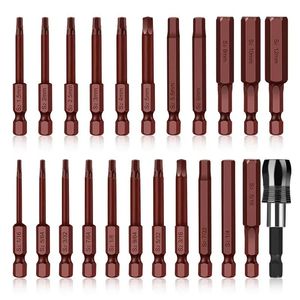 Schroevendraaier 23PCS Wrench Drill Bit Red Coated Metric Imperial Hex Bit Set 60mm Long Hex Key S2 Steel Magnetic Hexagon Screwdriver Bits