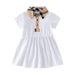 Baby Girls 'Dress Summer High Quality Luxury Plaid Bomull Kort ärm klänning Barnflickor Designklänning Barnkläder