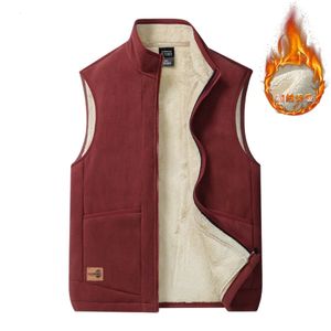 Gilet da uomo Autunno Inverno in pile da uomo Gilet senza maniche Giacche Moda Peluche Maschile in cotone imbottito Cappotti Gilet caldi Abbigliamento 231129