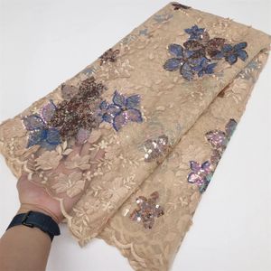 Fabric Sequins African Lace Fabric Embroidered Nigerian Wedding Lace Fabric High Quality French Tulle Lace Fabric Sewing QF2487 231129