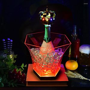 그릇 7 색 Led Bars Night Party 6L 다이아몬드 방수 플라스틱 아이스 버킷 라이트 업 샴페인 맥주 보울 나이트 클럽