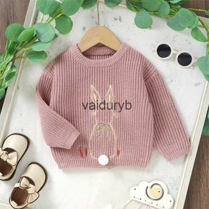 Pullover Cute Neonate Ragazze Maglione lavorato a maglia Pasqua Abbigliamento per bambini Coniglio Ricamo Modello Manica lunga Maglieria Maglioni Topsvaiduryb