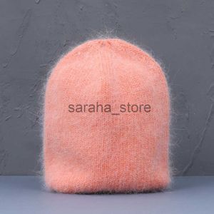 Beanie/Skull Caps 2021 New Rabbit Furs Fashion Winter and Autumn Women New Arrima Popular Ladies Beanie Cap High Qualityファッショナブルなニット帽子J231130