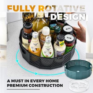 Organization 360° Rotate Storage Box Kitchen Shelf Multi Purpose Storage Tray Spice Rack Fruit Organizer Home Supplies For Bathroom Cabinets