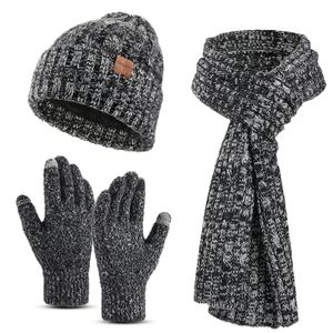 Fem fingrar handskar ozero 3 stycken beanie hatt halsduk set vinter stickad pekskärm slouchy nack varmare mode håll varma 231130