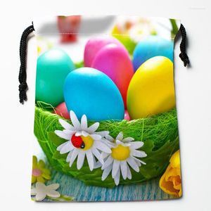 Storage Bags Custom Easter Drawstring Dust-Proof Fashion Print Fabric Boys Girls Birthday Gift Bag Size 18X22cm 0331