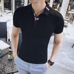 T-shirt da uomo Uomo 2023 T-shirt casual estive manica corta Moda stile coreano Concise Colletto rovesciato Pullover Slim impiombato Harajuku