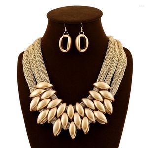 Necklace Earrings Set Fashion Women Jewelry Accessories Hyperbole Multi Layer Rope Chain Acrylic Tassel Pendants Earring Jewely For Party