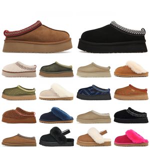 Tazz tofflor plattformsdesigner senapsfrö uggsboot tasman tofflor vinter kvinnor slip-on skor päls glider flätan mocka ull australisk klassisk ultra mini stövlar