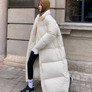 女性用の冬の新しい韓国語バージョンロングダウンコットンジャケット、余分な長い、膝の長さ、女性用の濃厚で温かいカップルの衣装アウトドアスポーツジャケットファッション