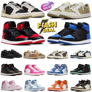 Jumpman 1 scarpe da basket alte 1s designer per uomo donna sneakers medio morbido rosa basso Golf oliva Reverse Mocha nero Phantom UNC uomo donna scarpe da ginnastica sportive all'aperto