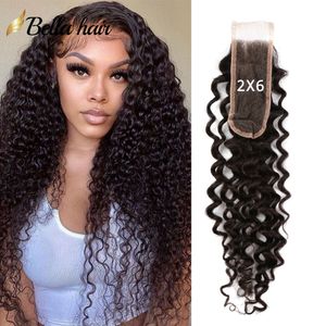 Brazilian Curly 2x6 Lace Closure 100% Unprocessed Human Virgin Hair Straight Deep Curly Closure Pre-Plucked Hairline Kinky Curly Closure With Baby Hair Bella Hair