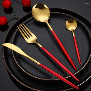 Geschirr-Sets, Edelstahl-Besteck-Set, luxuriös, Gabel, Löffel, Messer, Weihnachtsgeschirr, 4-teilig, Abendessen