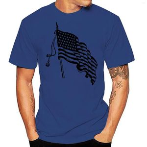 Mäns T -skjortor Mens Long Sleeve's Independence Day Flag Tryck Två sömnad Spring/Summer Leisure Men Graphic Pack