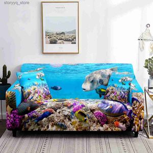 Chair Covers Tropical Ocean Animal Sofa Cover 3D Printed Elastic Couch Covers for Living Room Decor 1/2/3/4 Seater Protector From Dust Stain Q231130