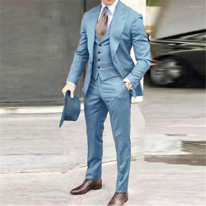 Men's Suits 2023 Style Slim Fit Skinny Men Elegant Male Business Set Single Breasted Bridegroom 3 Pieces(Jacket Pants Vest)
