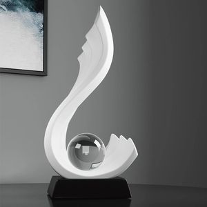 Decorative Objects Figurines Nordic Style Home Decorations Irregular Wave Statue Crystal Ball Simple Living Room Cabinet Ornament Resin Sculptures Grafts 231130