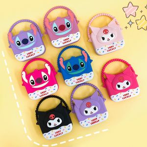 Mini borsetta per bambini Borsa a tracolla con testa di animali simpatico cartone animato, borsa a tracolla per portamonete per ragazze in silicone Pochette a portafoglio piccola con punto Kawaii Kuromi