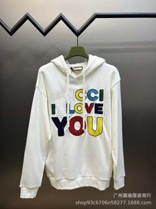 Men's Hoodies Sweatshirts correct version Qixi series I Love You rainbow sequin embroidery loose men's and women's hoodie PE4W