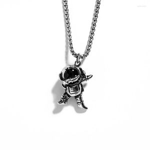 Chains Punk Creative Men's Street Dance Silver Plated Trend Long Astronaut Pendant Personality Boys Hip Hop Necklace Gift Party Jewelry
