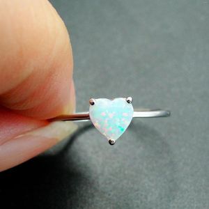 Cluster Rings Dainty Ring 925 Sterling Silver Fire Opal Heart Gioielli da donna per regalo