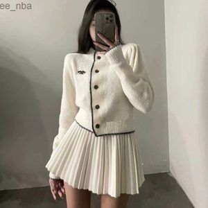 Autumn-Winter Designer Women Sweater Knit Löst Jacquard Patchwork Outside Wear Casual Fashion Atmosphere