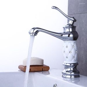 Bathroom Sink Faucets Basin Brass With Diamond Faucet Gold Mixer Tap Single Handle & Cold Washbasin Torneiras Banheiro