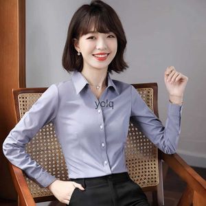 Kvinnors blusar skjortor eleganta kvinnor långärmad 2023 nytt höst mode temperament formellt på damer arbete tops whiteyoLQ