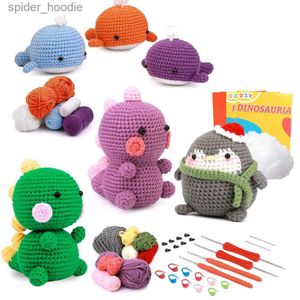 Yarn Lovely Penguin Dinosaur Whale Crochet Kit Kit de lã Frea Frea Cord Crochet Material Kit Iniciante iniciante L231130