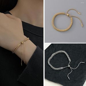 Urok bransolety proste design tytanowe stal wyciągana regulowana bransoletka złota kolorowa łańcuch dla kobiet dziewczyn