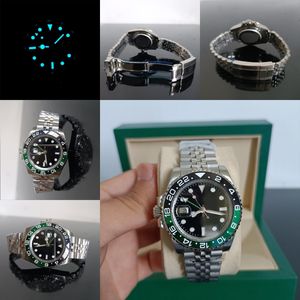 GMT herrklocka 40mm svart urtavla automatisk klocka mekanisk klocka rostfritt stål grön svart keramisk safir titta designer titta på Montre de luxe klockor jason 007