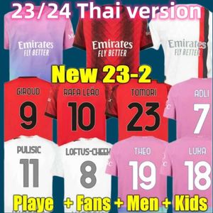 S-4XL футбольные майки GIROUD IBRAGIMOVIC 23 24 BENACER PULISIC ROMAGNOLI CALHANOGLU REBIC 2023 Футбольная рубашка Maillot Мужчины Дети Детский комплект