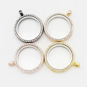 Pendant Necklaces Wholesale 5pcs Round Crystal Magnet Floating Glass Lockets DIY Necklace Pendants Jewelry Accessories Charms