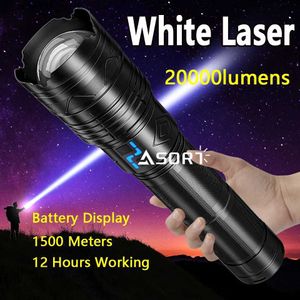 Torches Powerful LED Flashlight Super Bright Spotlight Long Range Zoomable Emergency Lantern Outdoor Camping Torch Power Display Q231130