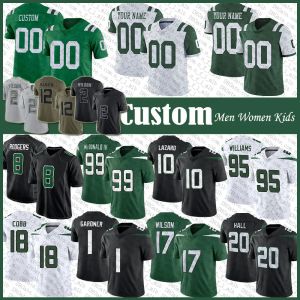 Custom 8 Aaron Rodgers Randall Cobb Football Jersey Ahmad Sauce Gardner Zach Garrett Wilson Breece Hall Quinnen Williams Will Mcdonald IV Jo